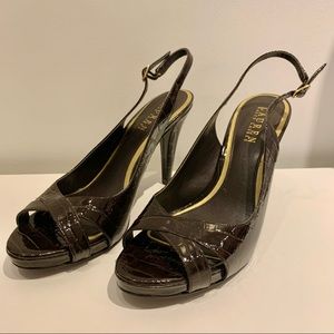 *SOLD* NWOT Ralph Lauren patent leather croc-embossed slingbacks